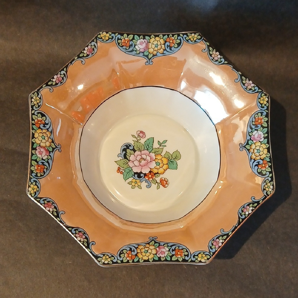 🌺 Hand Painted Noritake Peach Lusterware Bowl Morimura Art Deco 1920 Rare